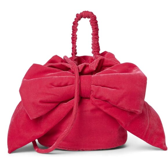 Free People Handbags - NWT Free People Belle Velvet Pink bow bag